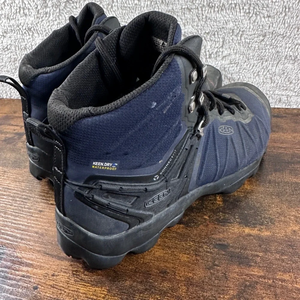 Keen‎ Venture Mid Hiking Boots Mens 11 Navy Waterproof KonnectFit Outdoors Rugid